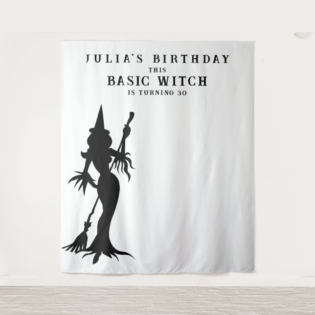 Basic Witch Halloween Birthday Party Backdrop Tapestry (Front)