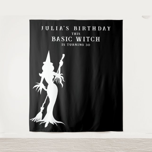 Basic Witch Halloween Birthday Party Backdrop Tapestry (Front)