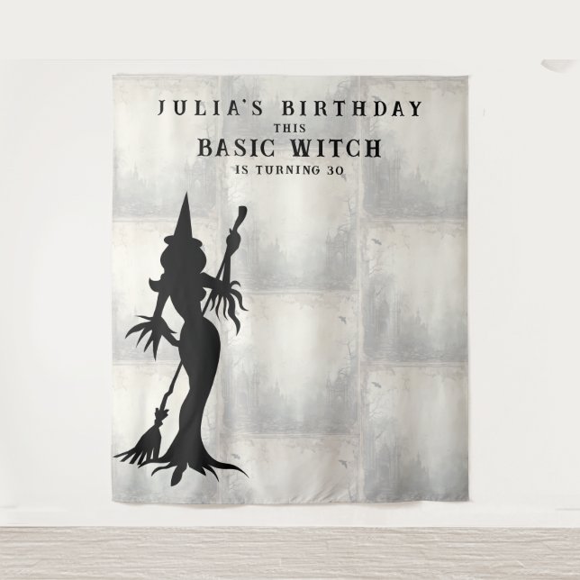 Basic Witch Halloween Birthday Party Backdrop Tapestry (Front)