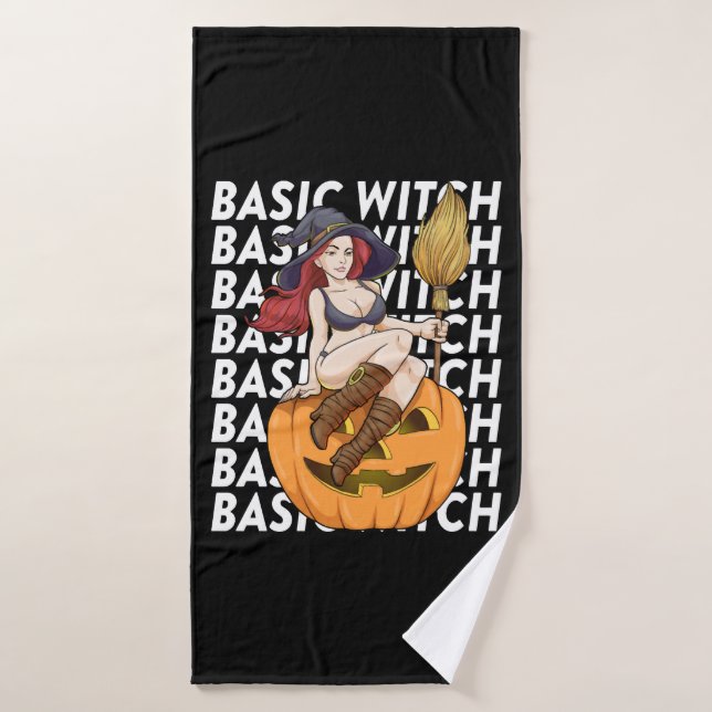 Basic Witch Halloween Costume Funny Sarcastic Bath Towel (Bath Towel)