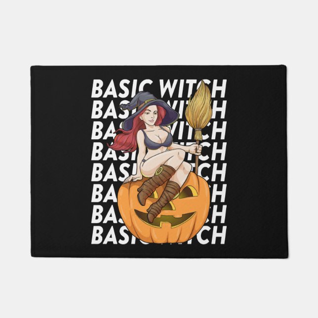 Basic Witch Halloween Costume Funny Sarcastic Doormat (Front)