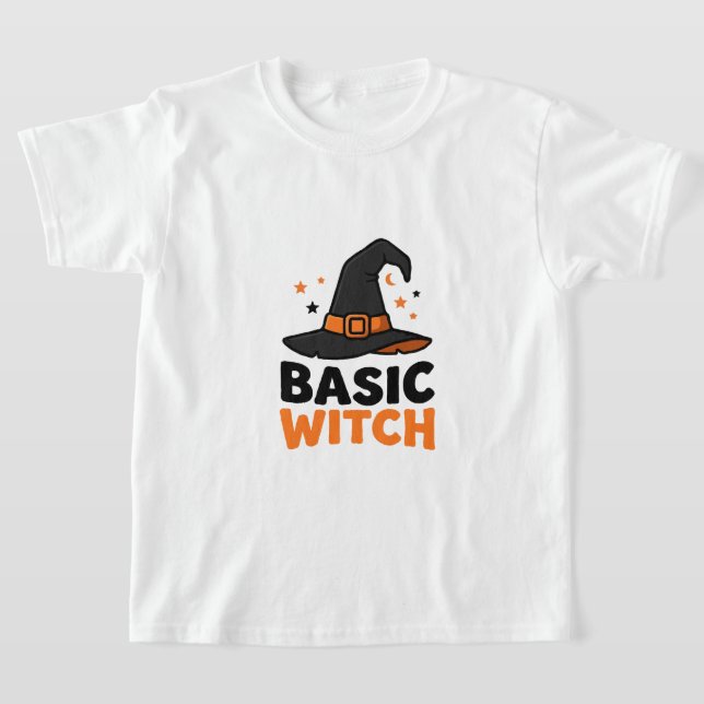 Basic Witch Halloween Hat Design T-Shirt (Laydown)