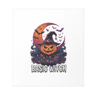 Basic Witch Halloween Pumpkin Crescent Moon Cauldr Notepad