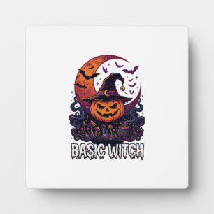 Basic Witch Halloween Pumpkin Crescent Moon Cauldr Plaque