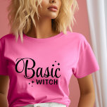 Basic Witch Halloween T-Shirt<br><div class="desc">Show off your spooky sense of humour with these custom Halloween t-shirts and sweatshirts featuring a trendy retro “Basic Witch” text graphic. Personalise with your choice of fonts and colours for a unique twist on a classic Halloween look. Perfect for pumpkin patch visits, Halloween parties, or cosy fall outfits, and...</div>