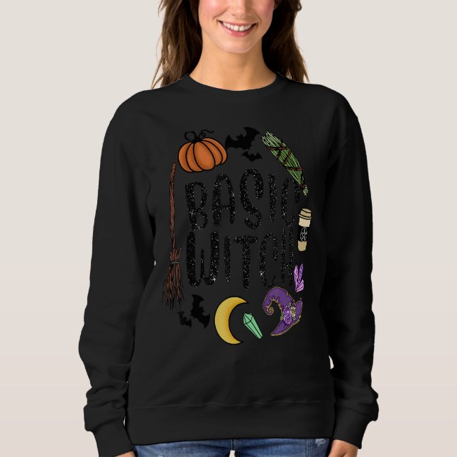 Basic Witch Hat Witches Pumpkin Moon Witchcraft Ha Sweatshirt (Front)