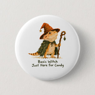 Basic Witch Just Here For Candy Bearded Dragon 6 Cm Round Badge