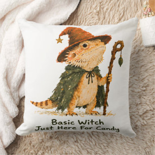 Basic Witch Just Here For Candy Bearded Dragon Cushion