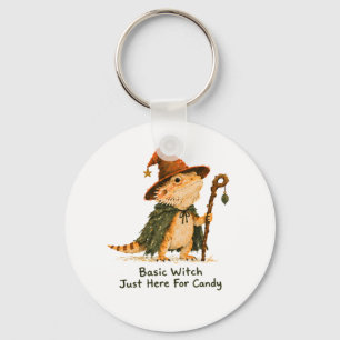 Basic Witch Just Here For Candy Bearded Dragon Key Ring