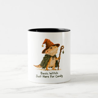 Basic Witch Just Here For Candy Bearded Dragon Two-Tone Coffee Mug