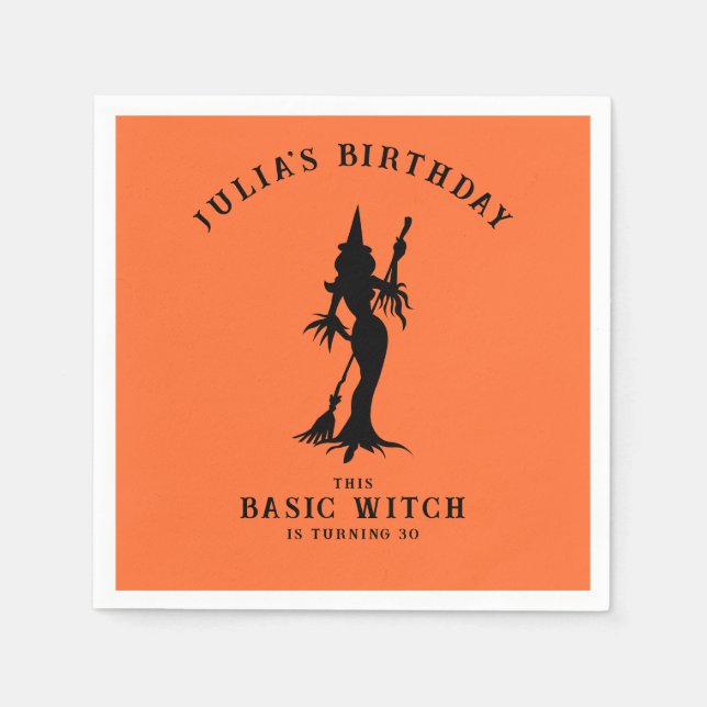 Basic Witch Modern Burnt Orange Halloween  Napkin (Front)
