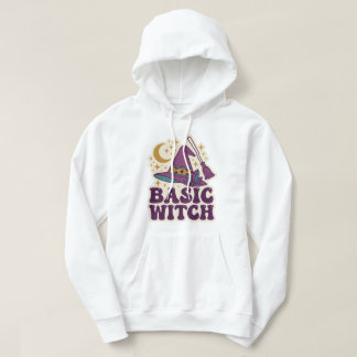 Basic Witch Retro Hat Broom Crystal Halloween Art Hoodie