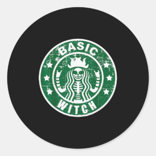 Basic Witch Shirt Women Halloween Distressed  Classic Round Sticker