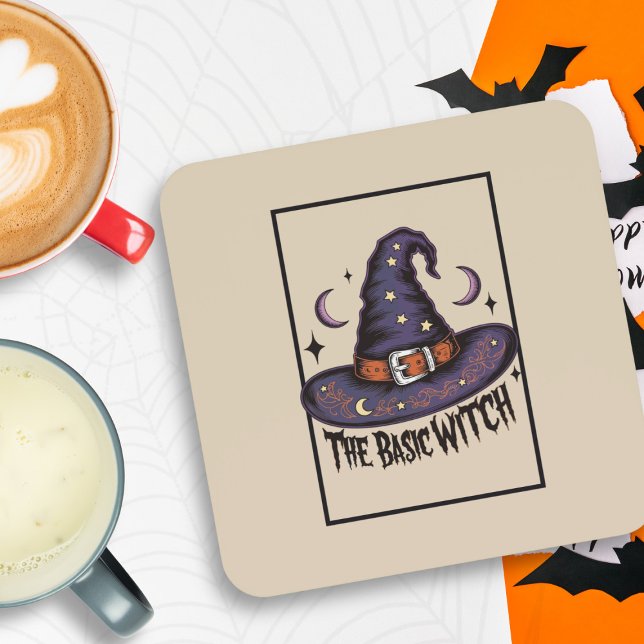Basic Witch Vibe Enchanting Nights Halloween Party Coaster (Creator Uploaded)