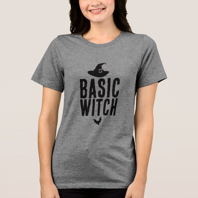 Basic Witch, Witch Hat, Halloween T-Shirt Tri-Blend Shirt (Front)