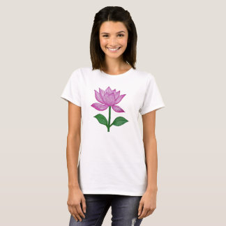 Basic women's t-shirt, with pink flower T-Shirt