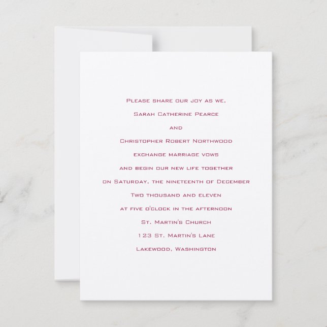 Basics ::  Venetian Red :: Wedding Invitation (Front)