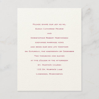 Basics ::  Venetian Red :: Wedding Invitation