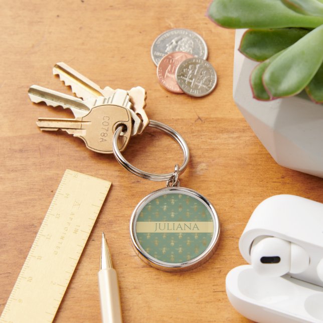 Basil Green and Gold Queen Bee   Key Ring (Desk)