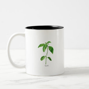 Basil green herbs garden watercolor Two-Tone coffee mug