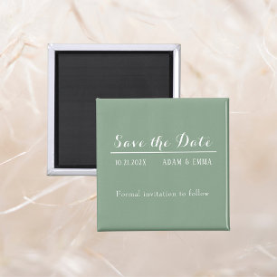 Basil Green & White Save The Date  Magnet