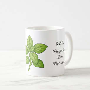 Basil Herb Illustration and Uses Coffee Mug
