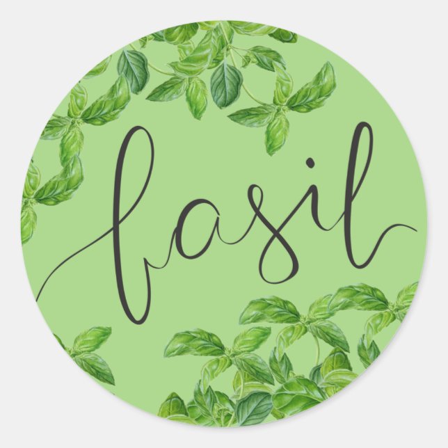 Basil herbs classic round sticker (Front)