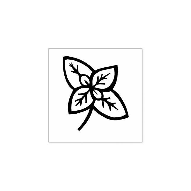 Basil Leaves Herb Gardening Vegetable Lino-cut Rubber Stamp (Imprint)