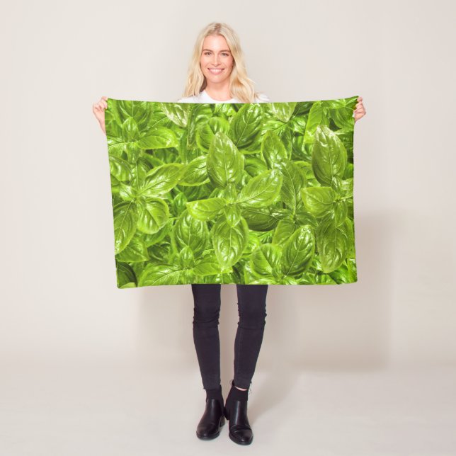 Basil Leaves Pattern Fleece Blanket (In Situ)