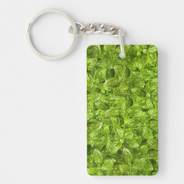 Basil Leaves Pattern Key Ring (Front)
