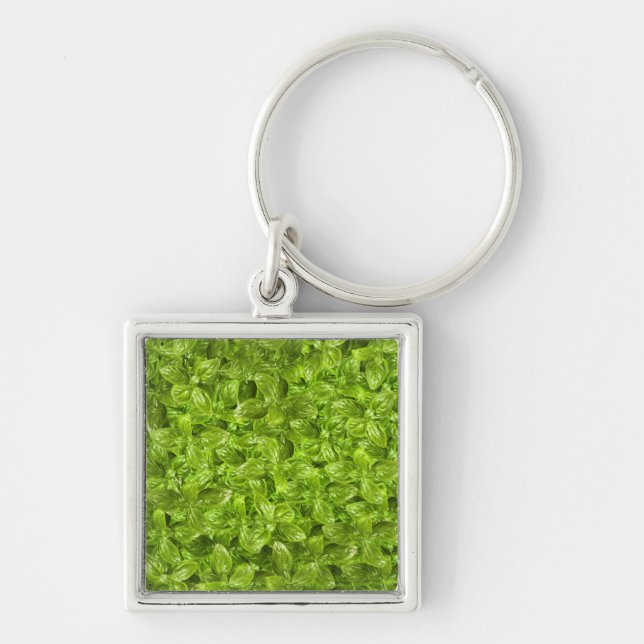 Basil Leaves Pattern Key Ring (Front)