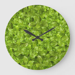 Basil Leaves Pattern Large Clock