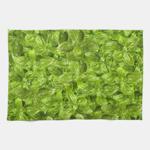Basil Leaves Pattern Tea Towel