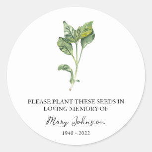 Basil Memorial Funeral Seed Packet Classic Round Sticker