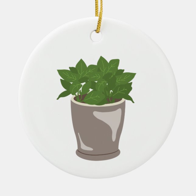 Basil Plant Ceramic Tree Decoration (Front)