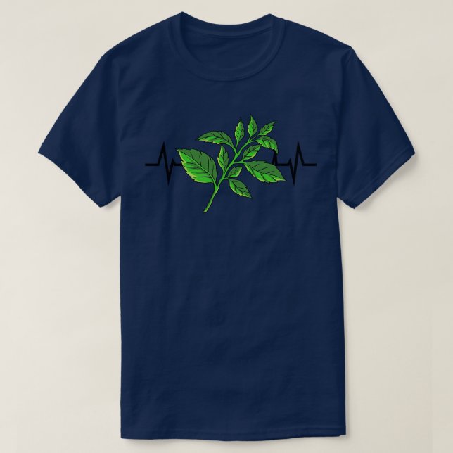 Basil Plant Heartbeat T-Shirt (Design Front)