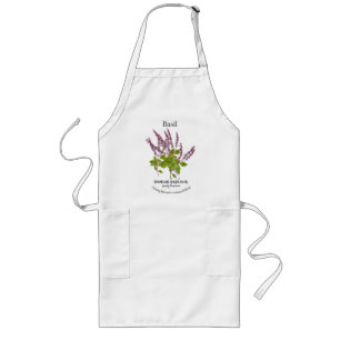 Basil Plants Herb Botanical Text Long Apron