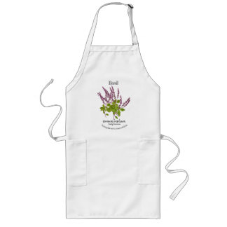 Basil Plants Herb Botanical Text Long Apron