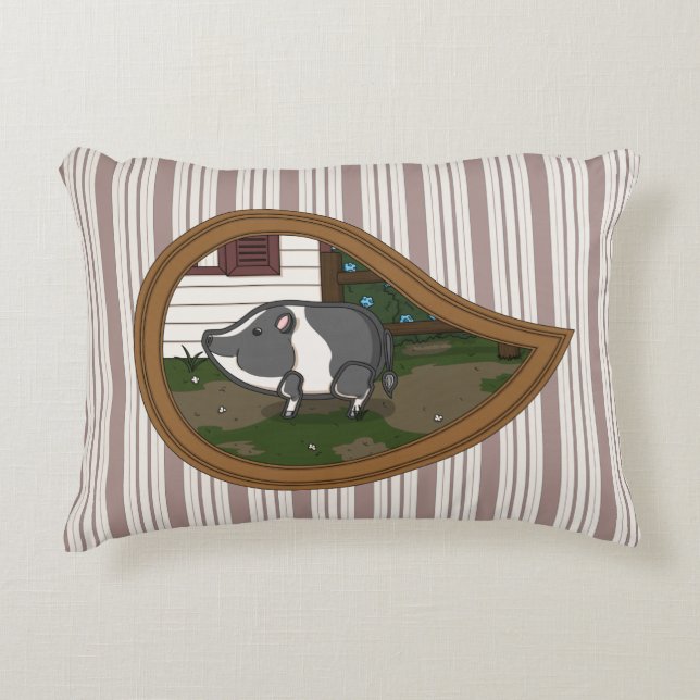 Basil the Pig Accent Pillow (Front)