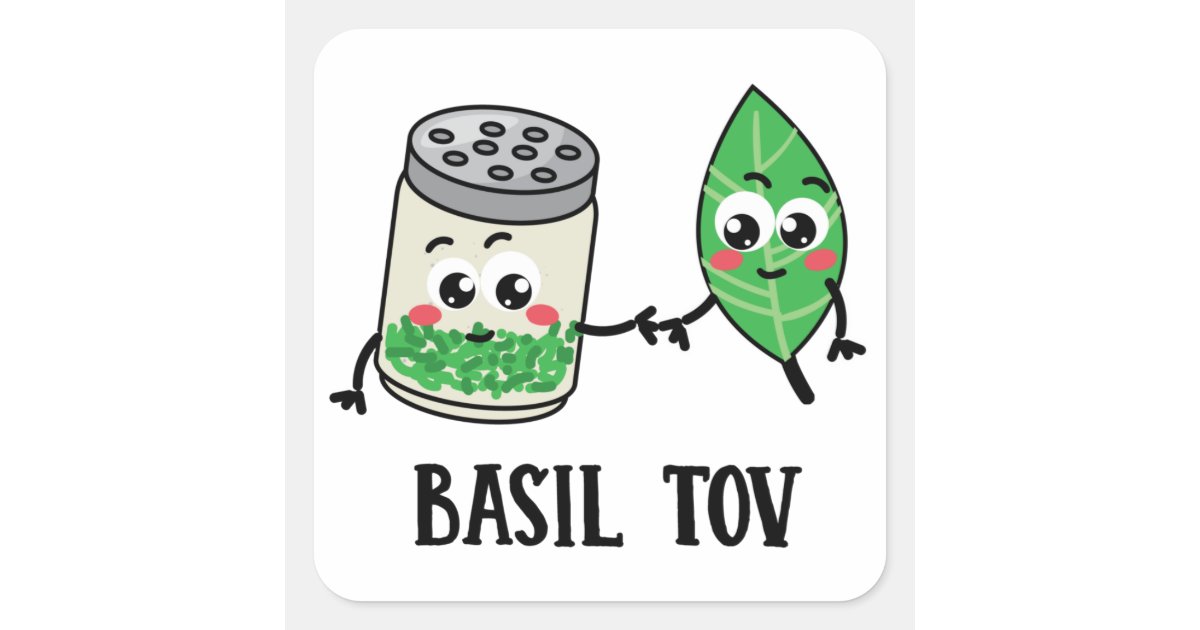 Basiltov Herb Pun Square Sticker Zazzle.co.uk