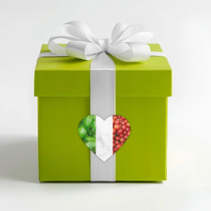 Basil White Marble and Tomato Italian Flag Heart Sticker