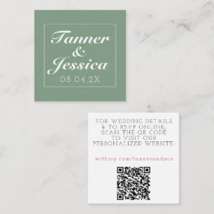 Basil & White Minimalist Wedding Details Card