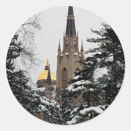Basilica in the Snow Classic Round Sticker