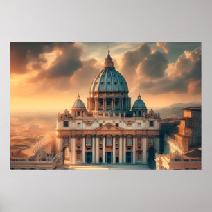 Basilica of St. Peter Italy Europe Travel Poster