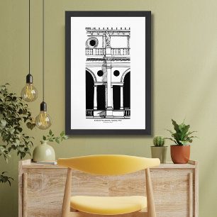 Basilica Palladiana Italy Black White Sketch Mate Poster