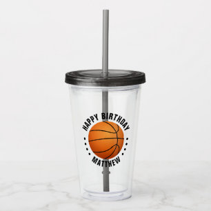 Basket Ball Happy Birthday Name Acrylic Tumbler