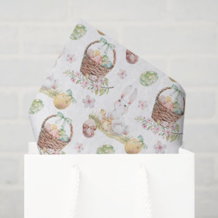 Basket Bunny Decoupage Paper, Spring Holiday Tissue Paper