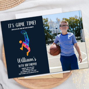 Basket Colours Basketball Birthday Invitations pho