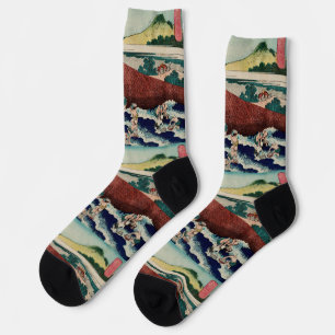 Basket fishing in the Kinu River by Hokusai Socks