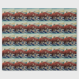 Basket fishing in the Kinu River by Hokusai Wrapping Paper